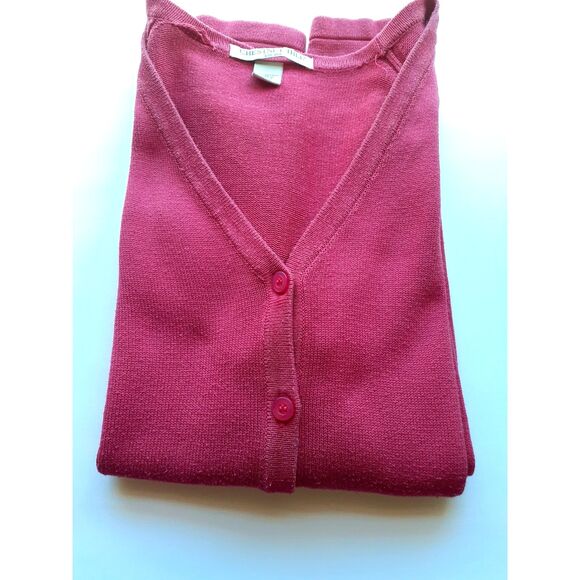 Chestnut Hill 100% Cotton Knit Womens VNeck Button Pink Cardigan S - Picture 5 of 11